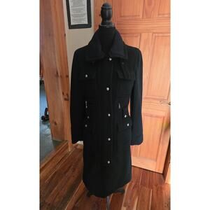 Laundry by Shelli Segal Full Length Black Wool Coat - Size 10